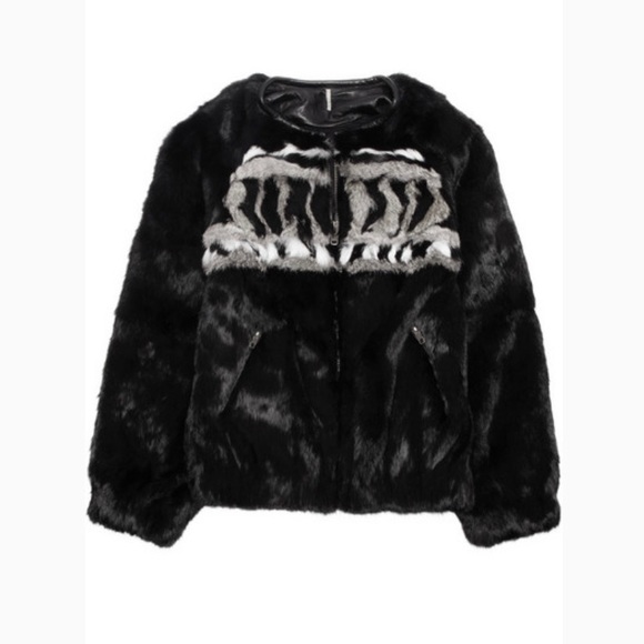 IRO Jackets & Blazers - IRO Lorna Patterned Rabbit Bomber Jacket